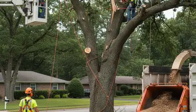 Buffalo, NY tree crew removing a fallen tree after storm damage for emergency service