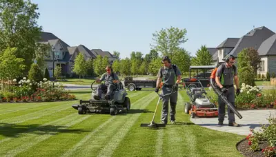 Tree service crew providing lawn care in Buffalo, NY for compact city yards and tough clay soil