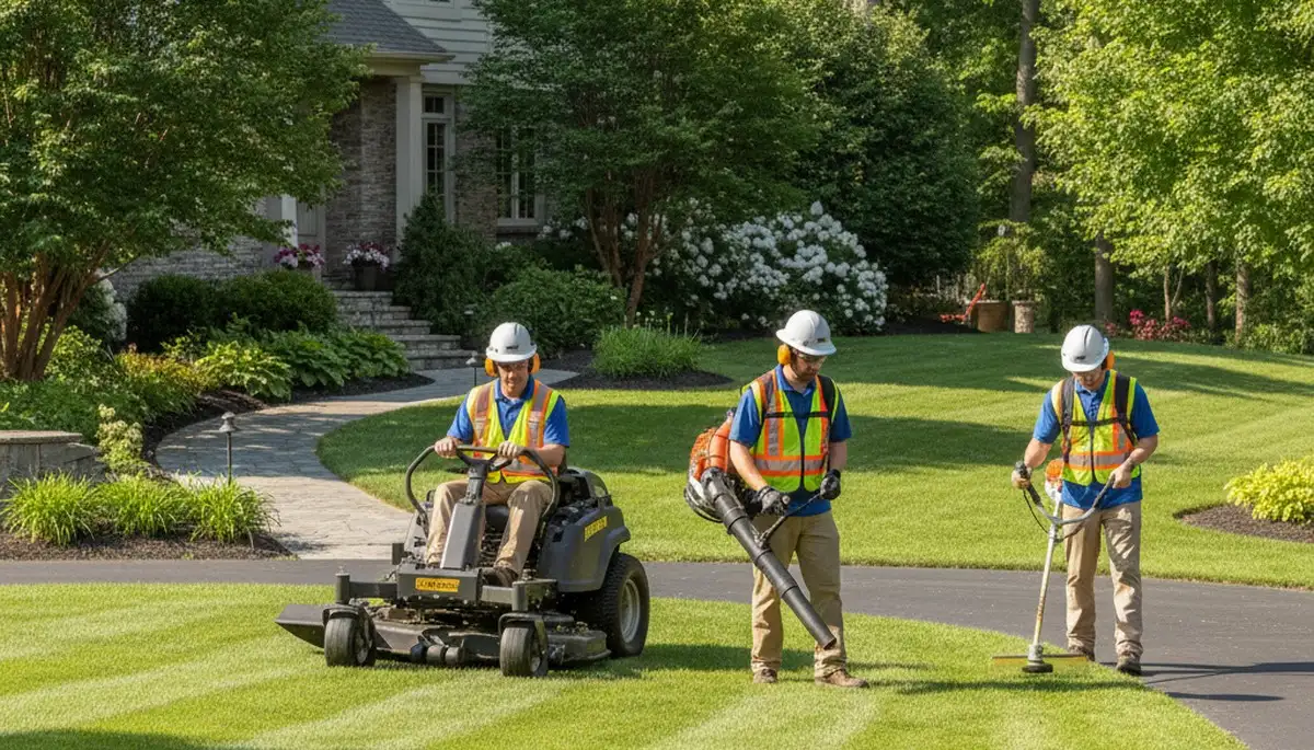 Buffalo, NY tree service crew providing professional lawn care for healthy yards