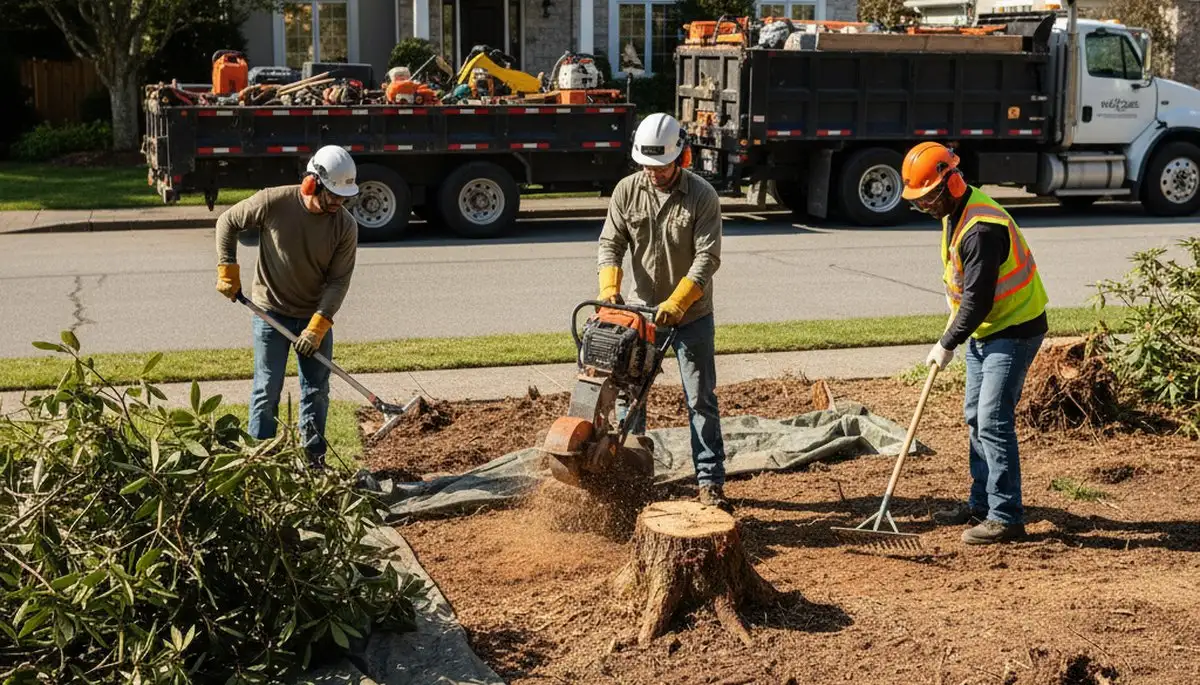 Tree service crew removing overgrown shrubs in Buffalo, NY
