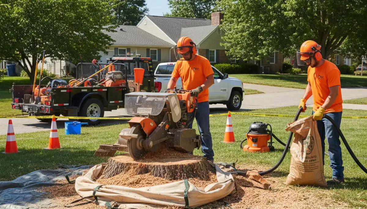 Stump removal in Buffalo, NY by Tree Service Buffalo NY clearing a yard stump and roots