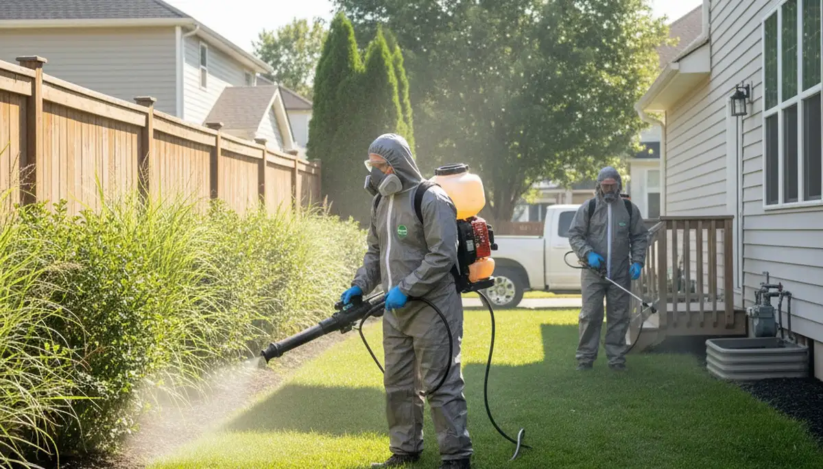 Buffalo, NY tree service crew providing tick control for yards near woods and wildlife