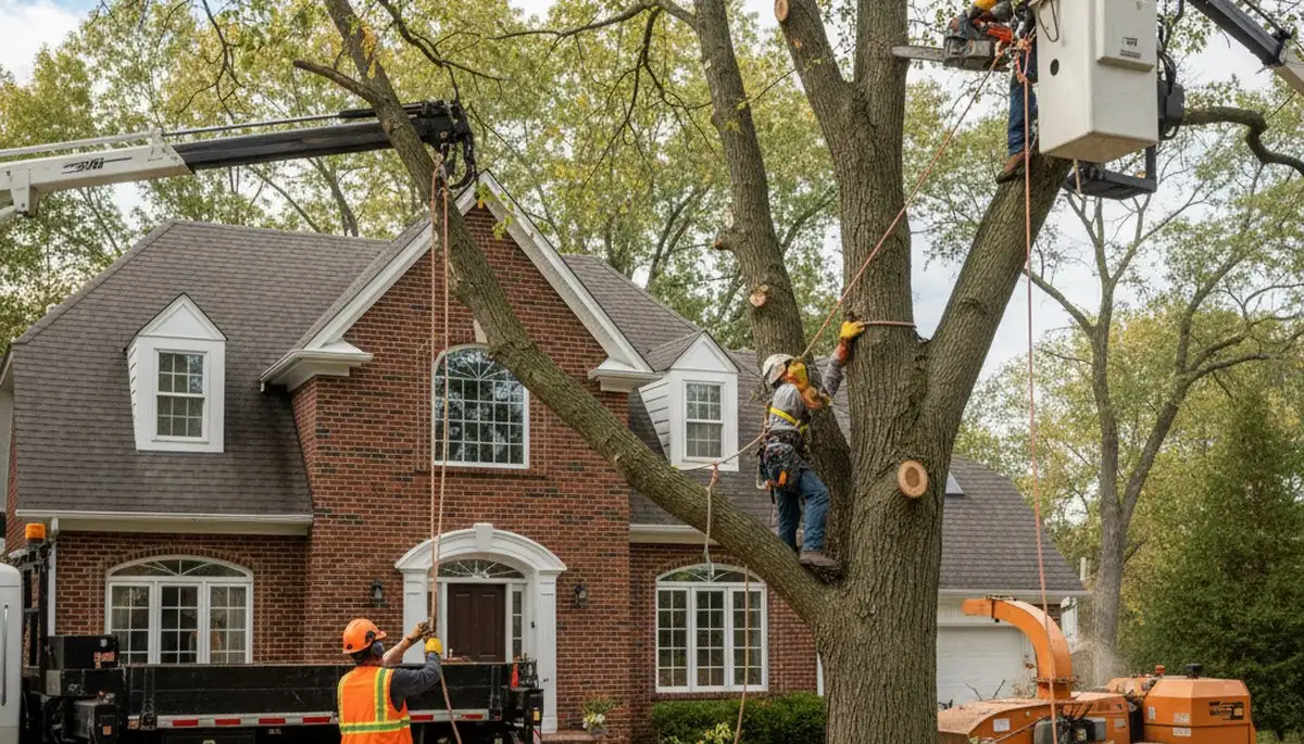 Tree service crew in Buffalo, NY trimming and removing trees for safe, professional property care
