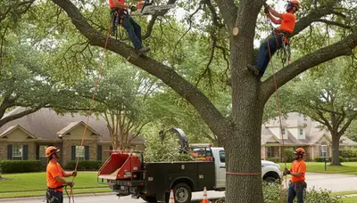 Tree service crew trimming trees in Buffalo, NY for safer, healthier yards