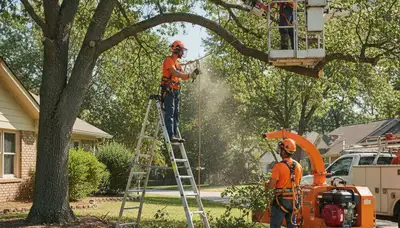 Tree service crew trimming trees in Buffalo, NY for safer, healthier yards