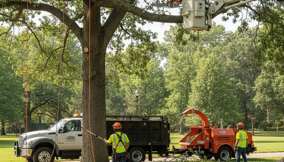 Tree service crew trimming trees in Buffalo, NY for safer, healthier yards